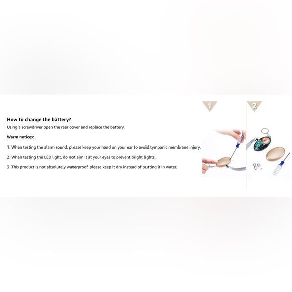 New Personal Self-Defense Keychain Alarm with Flash Light! White - Picture 3 of 12